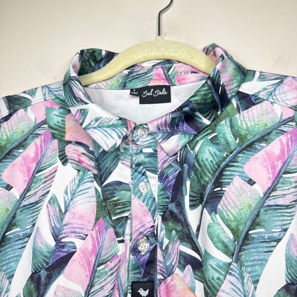 Bad Birdie Men's Size Large Feather Performance Golf Shirt‎ EUC Bright Abstract - Picture 3 of 10